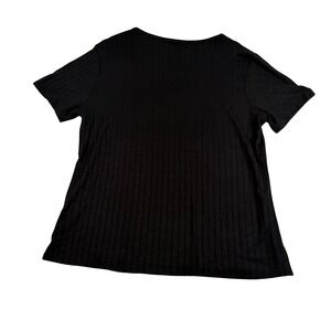 Vintage America Women Black Slub Ribbed Tee Short Sleeve Crew Neck XL NEW